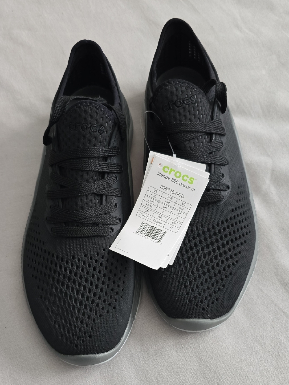 CROCS LiteRide 360 Pacer Lace Sneaker - Black with Gray Trim